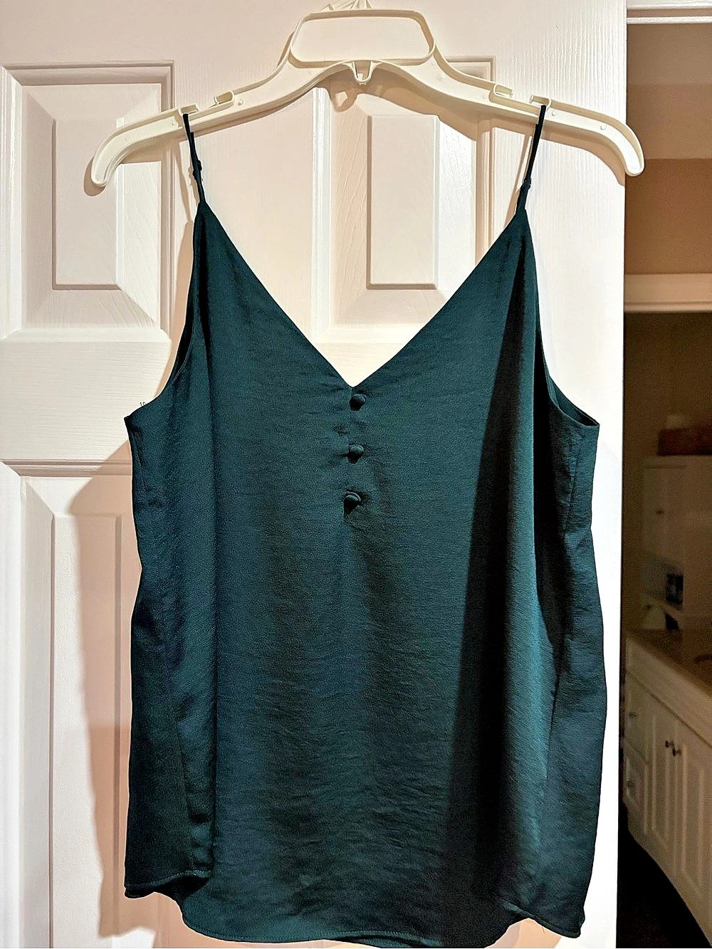 Express Satin V-Neck Camisole in Emerald